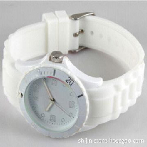 White Quartz Silicone Sports Watch with Japan Movement, Customized Colors are Welcome